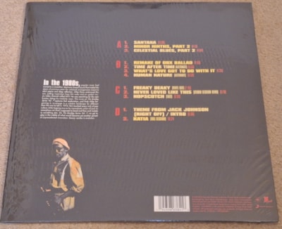 The back cover of the studio recordings LP includes track and time information.