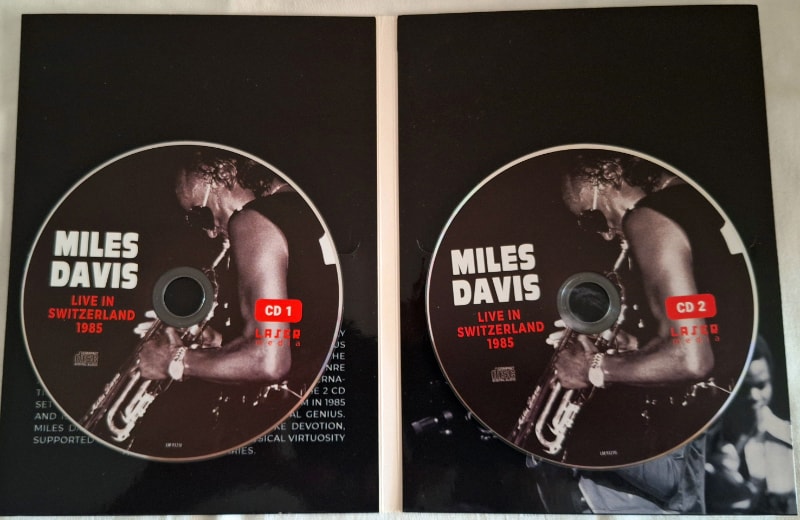 Miles Davis Live in Switzerland 1985 CD labels.