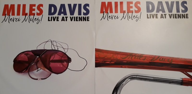 Miles Davis Merci Miles! Live at Vienne LP inner sleeves showing Miles’s shades and red trumpet