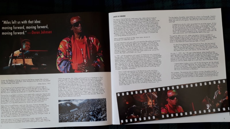 Miles Davis Merci Miles! Live at Vienne inside booklet showing liner notes and photos