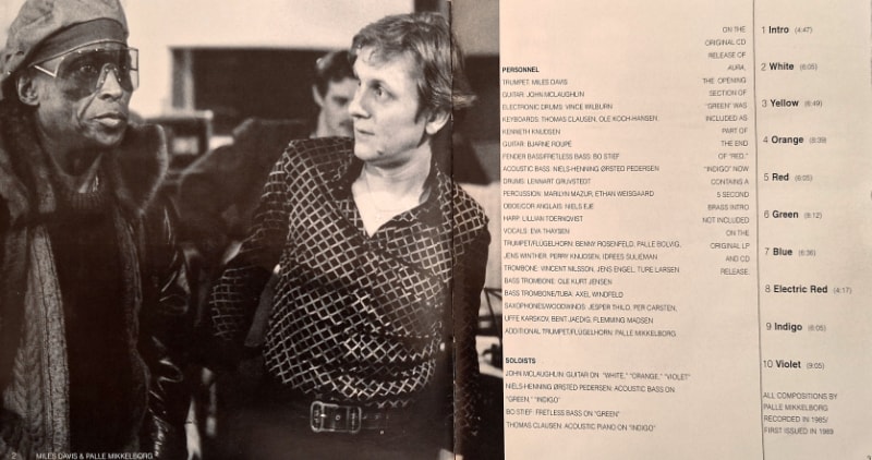 The CD booklet contained photographs including this one of Miles with Palle Mikkelborg.