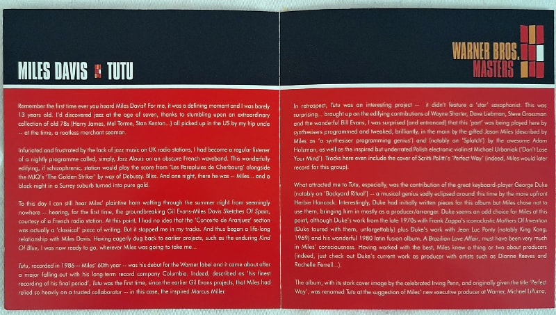 The liner notes were written by Chrissie Murray, who was editor of Jazzwise magazine at the time.