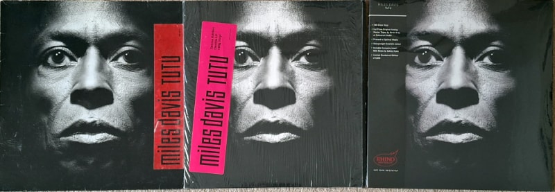 Various editions of Miles Davis’ ‘Tutu’ on vinyl.