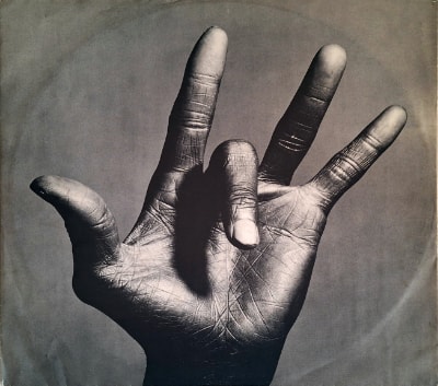 A paper inner sleeve of Miles Davis’ ‘Tutu’ on vinyl.