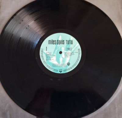 A label from Miles Davis’ ‘Tutu’ on vinyl.
