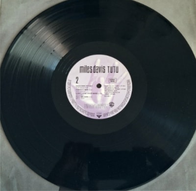 A label from Miles Davis’ ‘Tutu’ on vinyl.