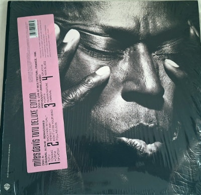 The Deluxe back sticker of Miles Davis’ ‘Tutu’ on vinyl.