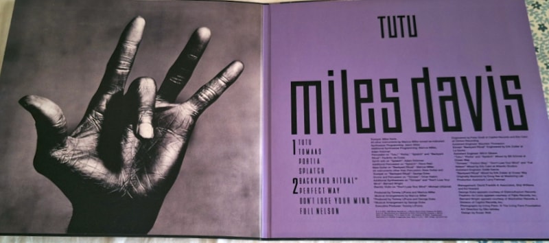 The High Fidelity inside covers of Miles Davis’ ‘Tutu’ on vinyl.
