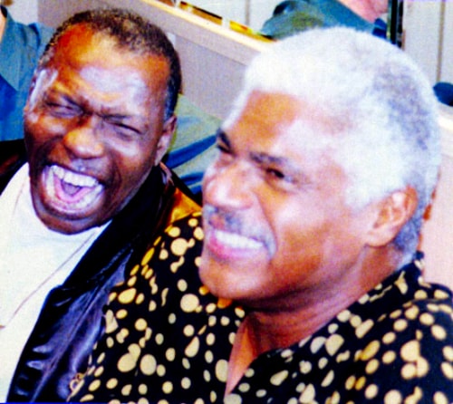 Photograph of Elvin Jones & Don Alias taken by bassist by Gene Perla.